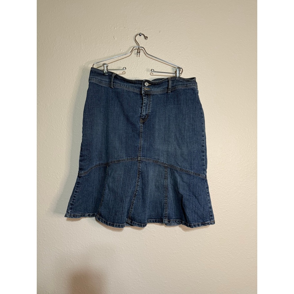 Faded Glory Women Blue Denim Trumpet Skirt Plus Size 20W Stretch FGW350100